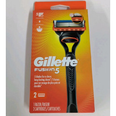 Gillette Fusion5 Razor 1 razor and 2 replacement blades Made in USA