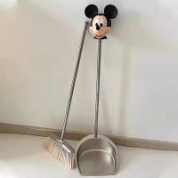 Stainless steel sweeping set with a thickened round dustpan and broom