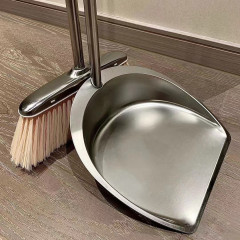 Stainless steel sweeping set with a thickened round dustpan and broom