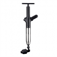 Stainless steel pneumatic plunger for pipe cleaning with pressure gauge and black nozzles