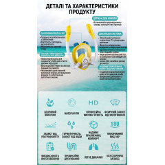 Маска для підводного плавання/снорклінгу повнолицева набір з кріпленням для камери синя розмір XS