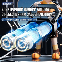 Автоматический водный бластер Гатлинг с двумя вращающимися стволами и световыми эффектами синий