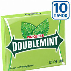 М'ятна жувальна гумка Wrigley's Doublemint набір 10 упаковок по 15 пластинок 150 штук