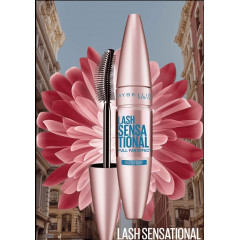 Waterproof volumizing and lengthening mascara with a fan effect Maybelline New York Lash Sensational Waterproof black 9.5 ml