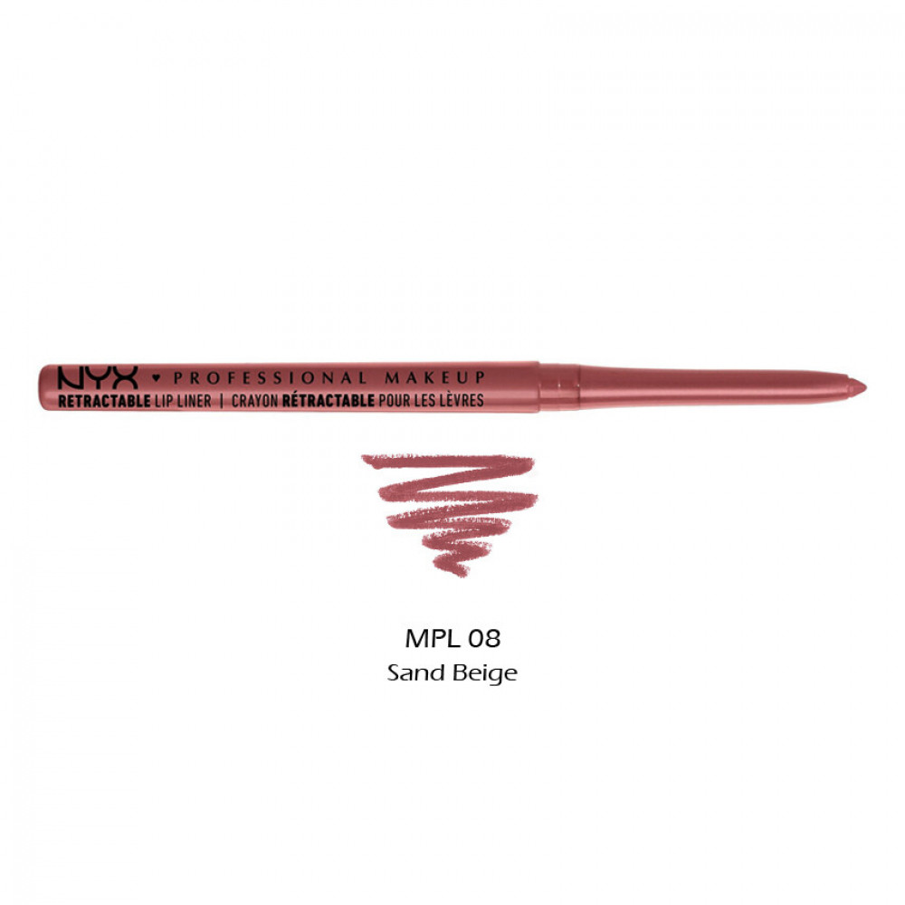 Автоматический водостойкий карандаш для губ NYX Retractable Lip Liner MPL08 Sand Beige