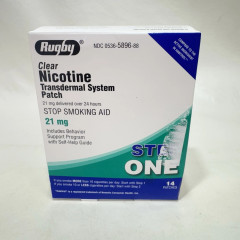 Пластир від куріння Rugby Clear Nicotine Transdermal System Patch Step 1 дозування 21 мг 14 штук Крок 1