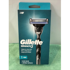 Бритвений станок для чоловіків Gillette Mach3 з трьома лезами та плаваючою головкою (1 ручка і 1 картридж)