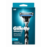 Бритвений станок для чоловіків Gillette Mach3 з трьома лезами та плаваючою головкою (1 ручка і 1 картридж)
