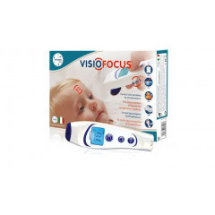 The contactless VisioFocus 06400 thermometer emits the result on the forehead.