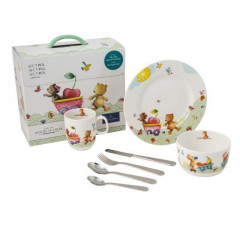 Villeroy & Boch Hungry as a Bear children's tableware and cutlery set, 7 pieces.