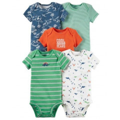 Set of 5 short-sleeved cotton bodysuits by Carter's (size 62-104 cm)