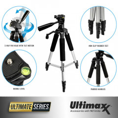 Ultimaxx UM-TR57 portable tripod 57 inches for digital SLR cameras in a case.