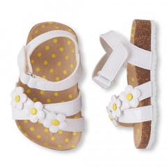 Sandals made of artificial leather from Children's Place for a girl, size 19, white.