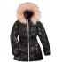 A Michael Kors parka with fur trim and original belt for a girl, height 122-128 cm, in black.