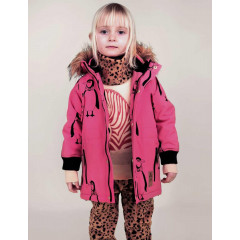 Куртка зимова Mini Rodini Expedition Siberia Aop Jacket Сірий, Рожевий, зростання 92/98