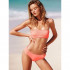 Women's bandeau bikini Victoria's Secret Smocked Lace-up Bandeau in neon nectar.