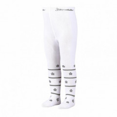 Children's tights Sterntaler in stripes with flowers and sparkles in white (size 98-104)
