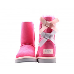 Угги с лентами UGG Australia Bailey Bow II Kids Boot Pink Azalea/Icelandic Blue  (размер 29)