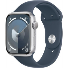 Apple Watch Series 9 GPS 45mm Silver Aluminium with Storm Blue Sport Band S/M MR9D3