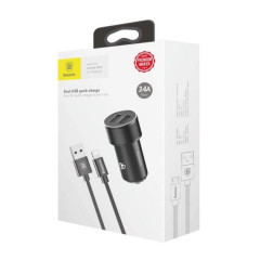 АЗУ Baseus Small Screw 3.4A/2USB + lightning 2A cable Black