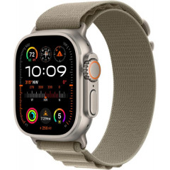 Apple Watch Ultra 2 GPS + Cellular 49mm Titanium Case with Olive Alpine Loop - Small MREX3, MRFH3