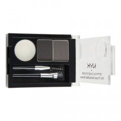 NYX Cosmetics Eyebrow Cake Powder set (2 shades and wax) BLACK/ GREY (ECP01)