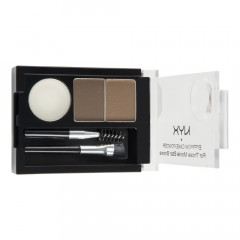 NYX Cosmetics Eyebrow Cake Powder set (2 shades and wax) in BRUNETTE (ECP05)