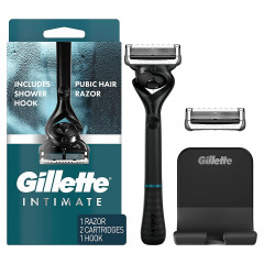 Men's razor for intimate zones Gillette Intimate, 2 blade cartridge, stand
