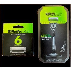 Бритва Gillette Labs с отшелушивающей полоской с подставкой и дорожным футляром 9 картриджей