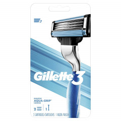 Станок для гоління Gillette 3 Aqua-Grip Діаметр ручки для чоловіків 2 заправки (1 станок і 2 картриджа)