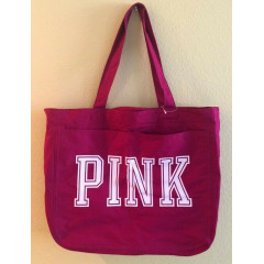 Bag tote Victoria's Secret PINK Purple & White zip up Big Shoppers Gym Tote BAG Purs