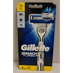 Men's razor Gillette Mach3 Turbo Silver (1 handle and 2)
