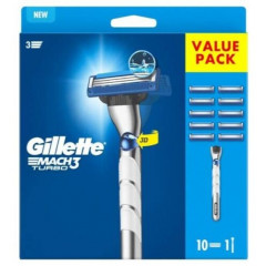 Men's razor Gillette Mach3 Turbo 3D (1 handle and 10 cartridges)