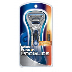 Бритва чоловіча Gillette Fusion ProGlide Power кнопкавімкнення з підсвіткою (1 станок з картриджем та 1 батарейка)