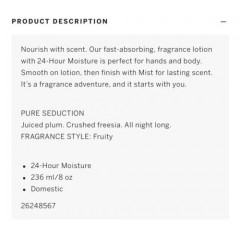 Perfume set Victoria's Secret consisting of two sprays and two body lotions Pure Seduction (2x250 ml and 2x236 ml)