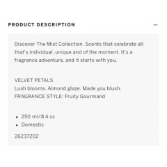 Perfumed set of two body mists Victoria's Secret Velvet Petals with shimmer and without (2x250 ml)