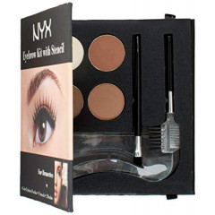 NYX Cosmetics Eyebrow Kit with Stencil (4 shades) - a set of eyebrow shadows with a stencil.