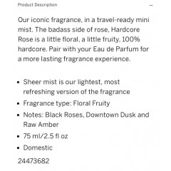 Парфюмированный спрей для тела Victoria`s Secret Hardcore Rose Fragrance Mist (75 мл)