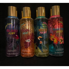 Set of perfumed body sprays Victoria's Secret Island Fling Tropic Heat Neon Palms Electric Beach (4x250 ml)