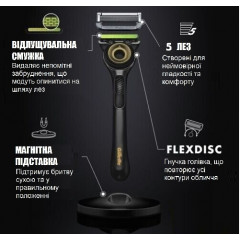 Бритва Gillette Labs з ексфоліюючою смугою з підставкою (Обмежена серія золотистого кольору) 1 станок 1 підставка 2 картриджі.