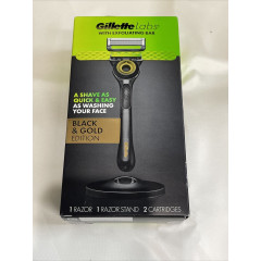 Бритва Gillette Labs з ексфоліюючою смугою з підставкою (Обмежена серія золотистого кольору) 1 станок 1 підставка 2 картриджі.
