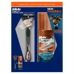 Подарочный набор для бритья Gillette Fusion ProGlide Flexball (1 станок 1 картридж и гель для бритья 75 мл)