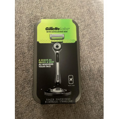 Gillette Labs men's machine with exfoliating strip stand 3 cartridges and travel case