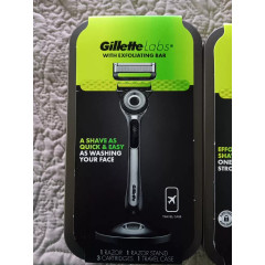 Gillette Labs men's machine with exfoliating strip stand 3 cartridges and travel case
