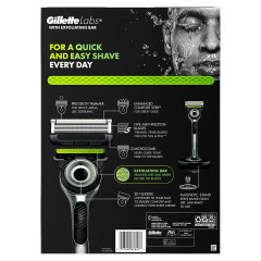 GilletteLabs shaving set with exfoliating strip and 6 replacement cassettes in a travel case