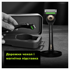 GilletteLabs shaving set with exfoliating strip and 6 replacement cassettes in a travel case