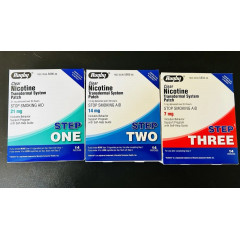 Three-level set of Rugby 21+14+7 mg nicotine patches