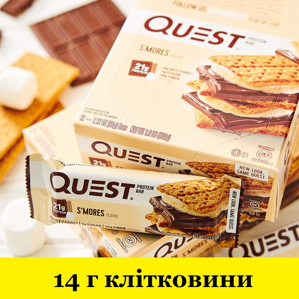 Спортивный батончик Quest Protein Bar вкус маршмеллоу и шоколада 1 шт 60 г