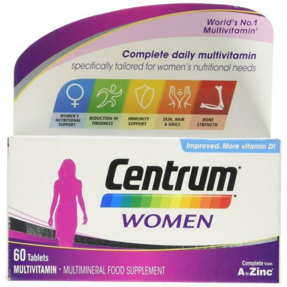 Мультивитамины для женщин Centrum 60 таблеток уценка срок годности апрель 2025