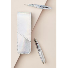 Набір міні-пінцетів Tweezerman HOLLYGRAPHIC Metallic Collection 2 шт і чохол